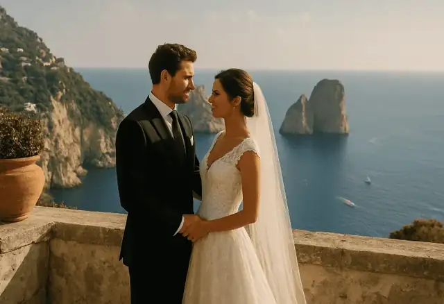 Aeolian Islands wedding inspiration with sea and island scenery
